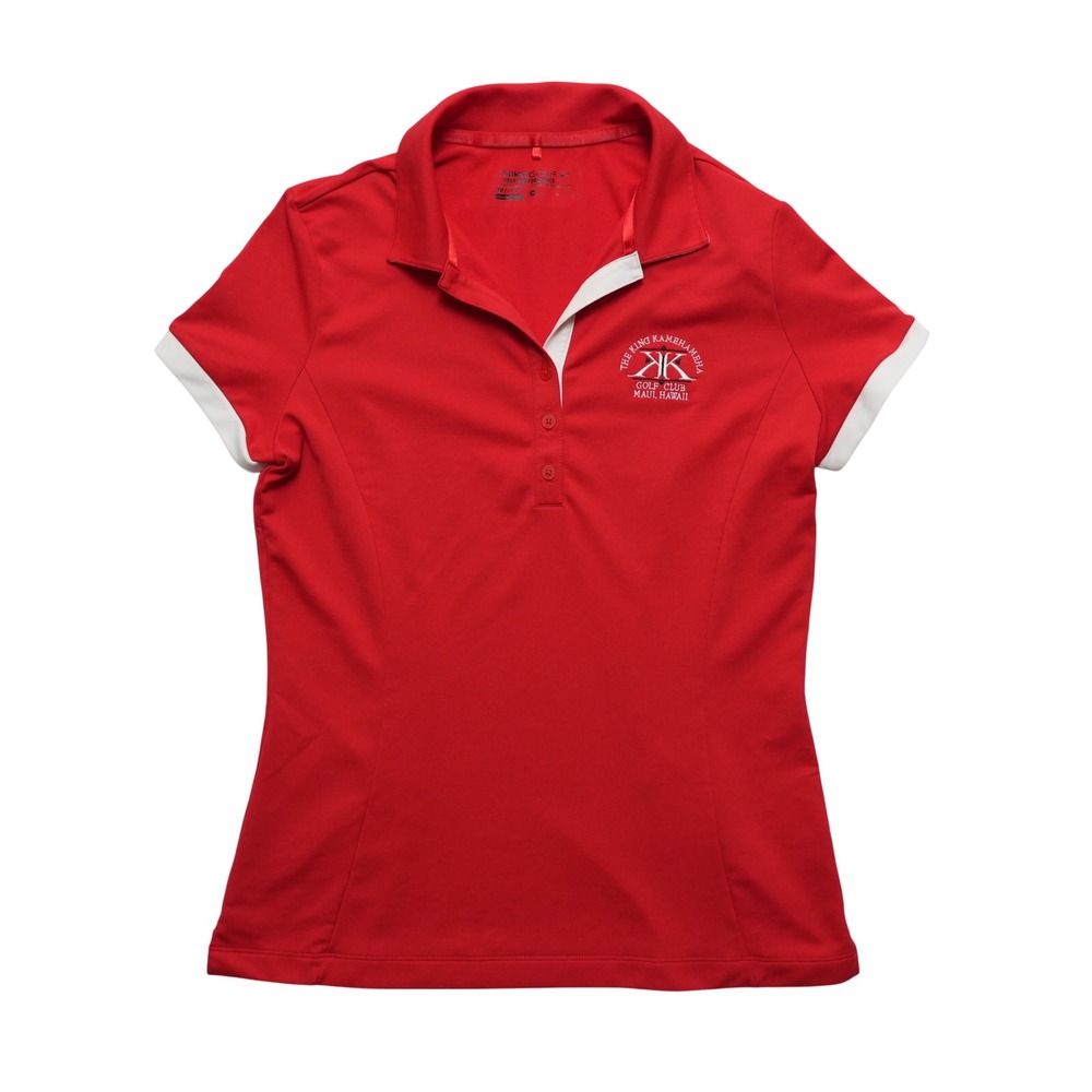 Nike Golf Polo Womens Medium Red Dri Fit King‎ Kamehameha Maui Shirt Hawaii